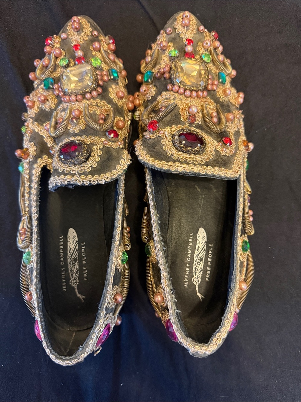 Jeffrey Campbell FREE PEOPLE HORATIO MULTI GOLD VELVET LOAFERS READ DESCRIPTION - Picture 4 of 9